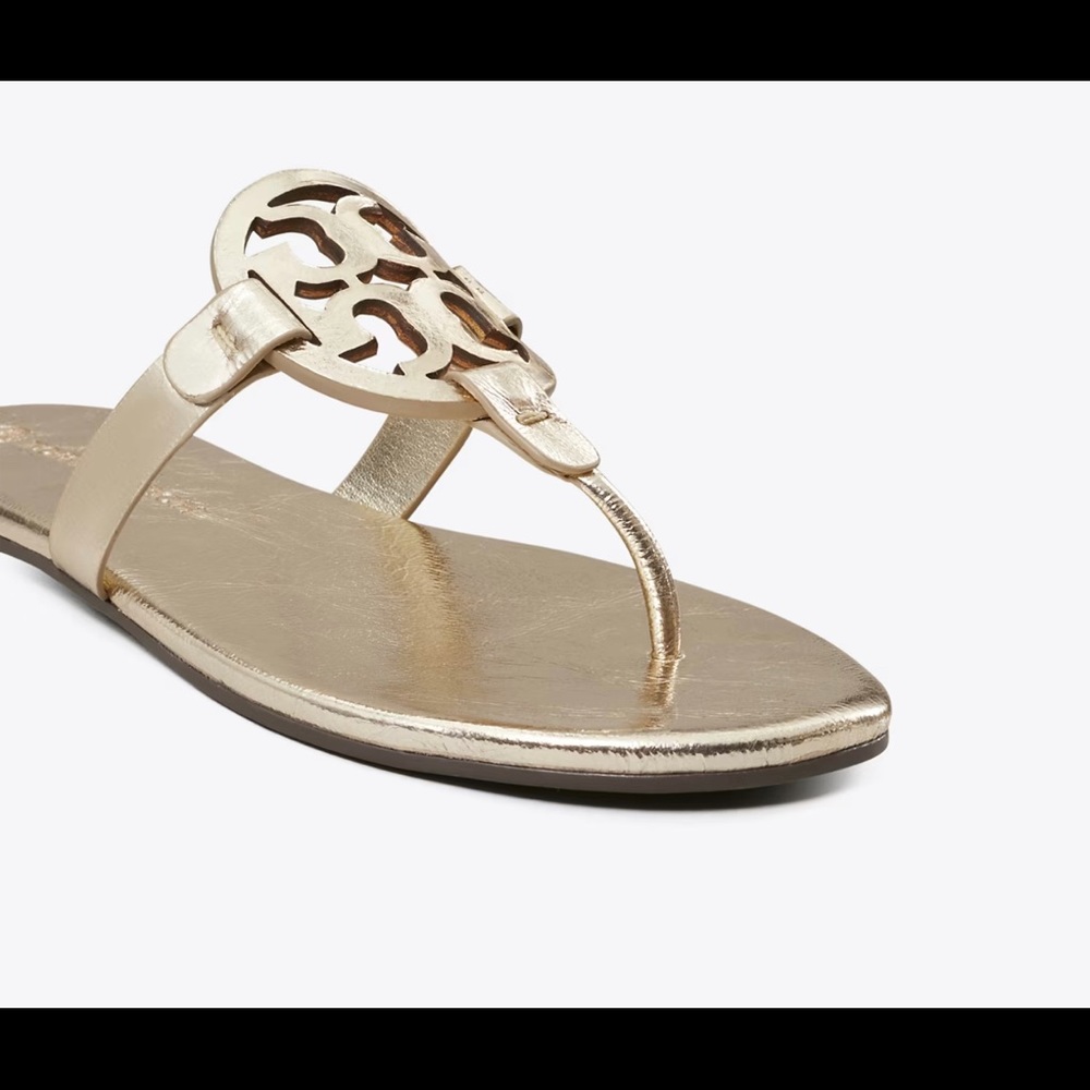 Authentic- new Tory Burch gold thong sandal